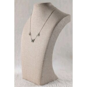 Monet Butterfly Necklace Silver Tone Enamel Green Brown Adjustable Chain